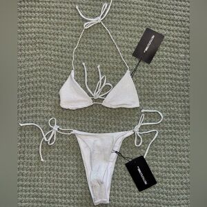Pretty Little Thing silver glitter bikini set